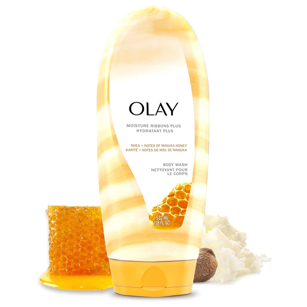 Luxurious Olay Body Wash for Women - Deep Conditioning with Shea Butter & Manuka Honey - 18 Fl Oz for Smooth, Soft Skin