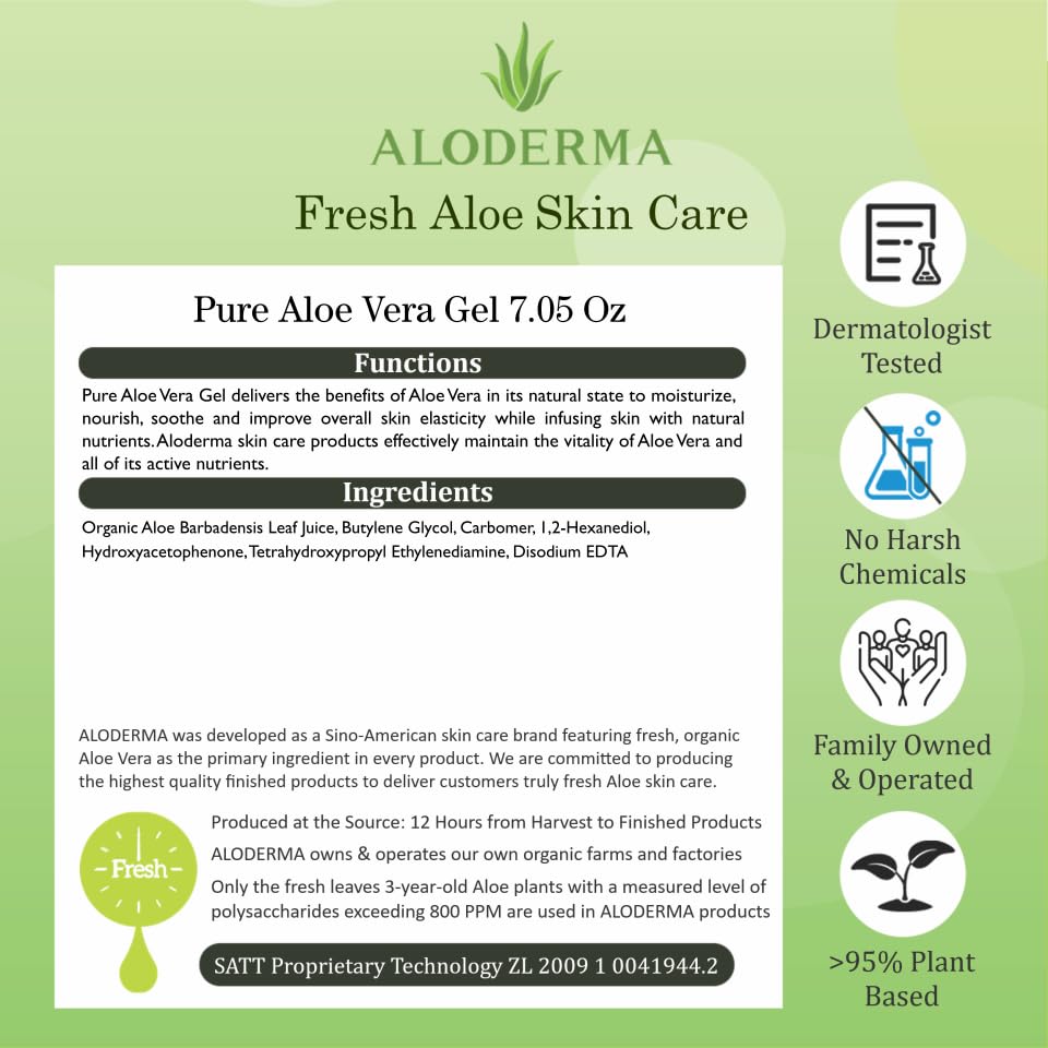 Revitalize Your Skin with 96% Pure Organic Aloe Vera Gel - Soothing Hydration for Face, Scalp, & Hair - 7.05 Oz