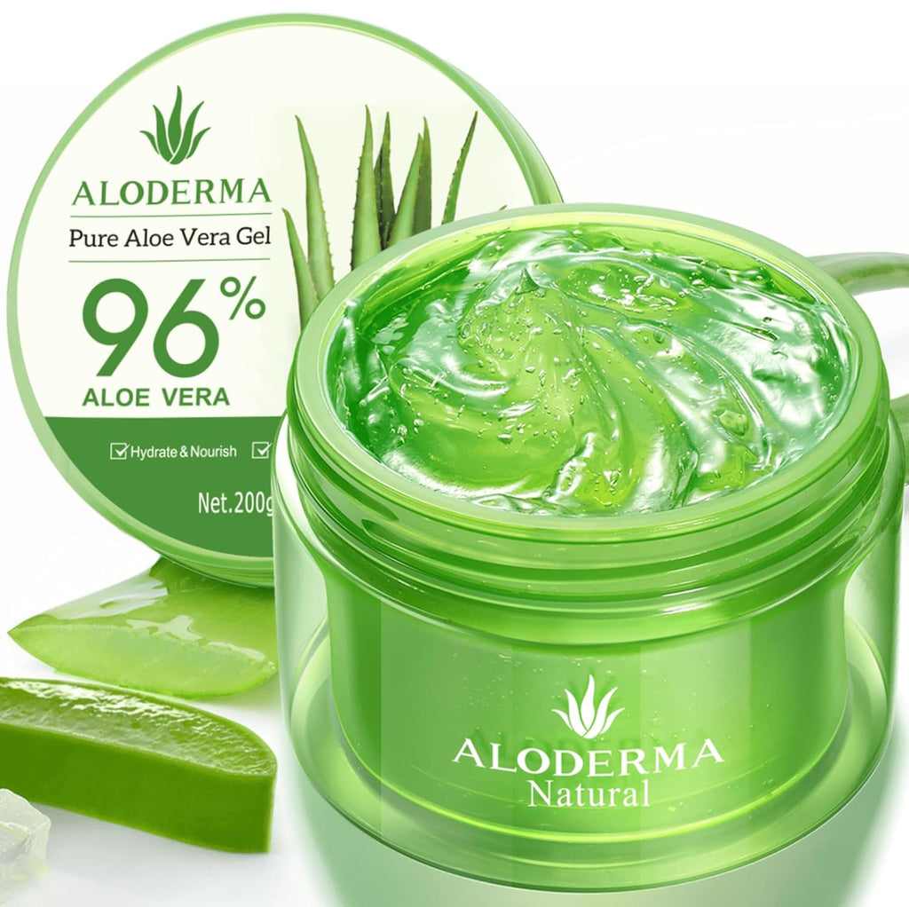 Revitalize Your Skin with 96% Pure Organic Aloe Vera Gel - Soothing Hydration for Face, Scalp, & Hair - 7.05 Oz