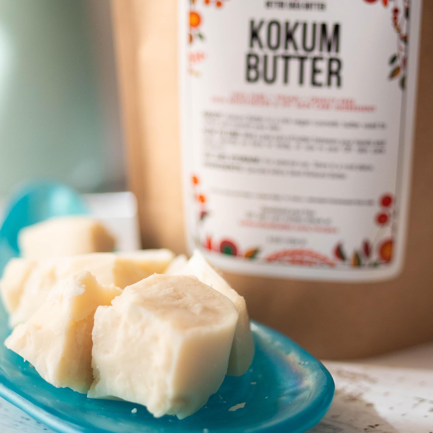 Raw Kokum Butter - Unrefined Body Butter Bar for DIY Skin & Hair Care - Pure, Unscented Moisturizer - 8 Oz Block