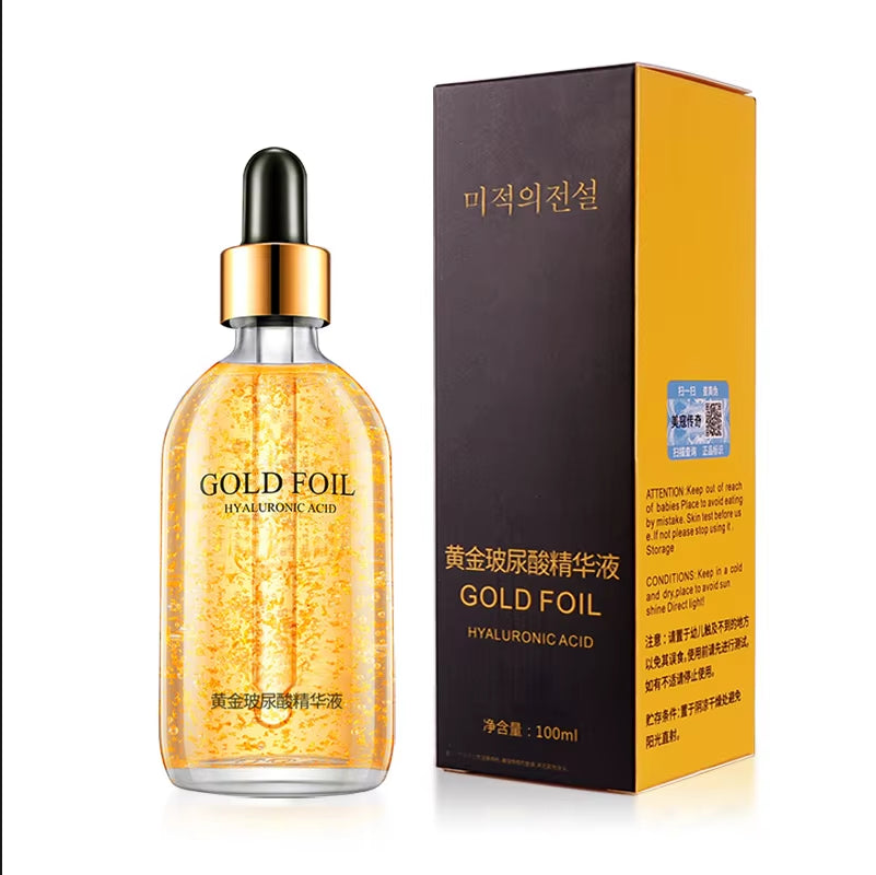 Revitalize Your Skin with Our 100ml 24K Gold Hyaluronic Acid & Niacinamide Face Serum - Anti-Aging, Lifting, and Whitening Essence for Radiant Skin!