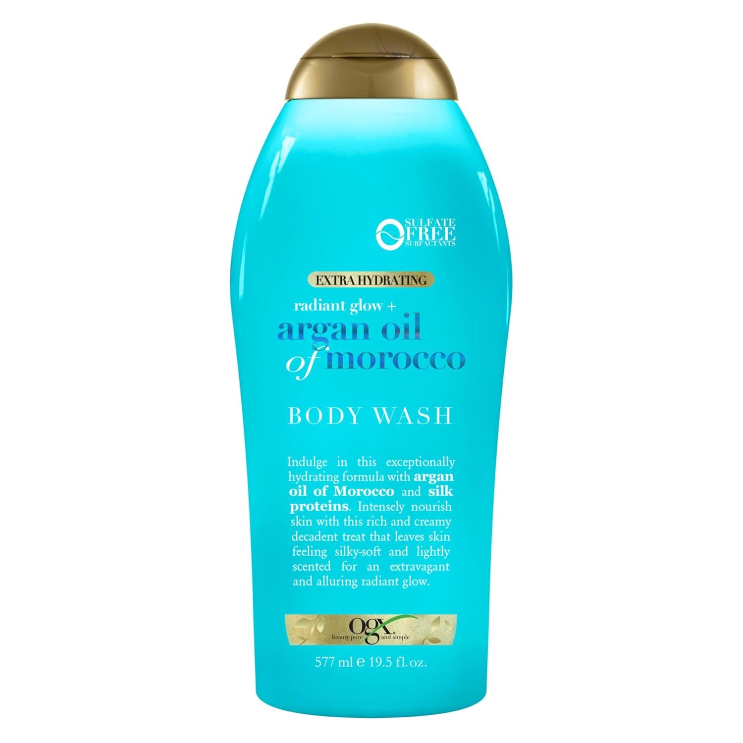 Experience Radiant Skin with OGX Radiant Glow + Argan Oil of Morocco Body Wash - 19.5 Fl Oz of Extra Hydration for Silky Softness